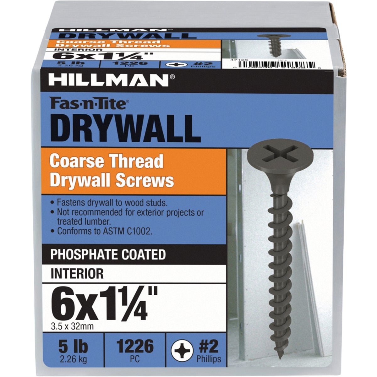 Hillman Fas-N-Tite #6 x 1-1/4 In. Phillips Coarse Thread Drywall Screw (1226-Count) Image 1