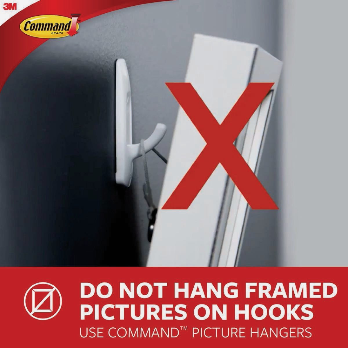 Command Extra Large 15 Lb. Adhesive Hook, White, 1 Hook, 4 Strips Image 2