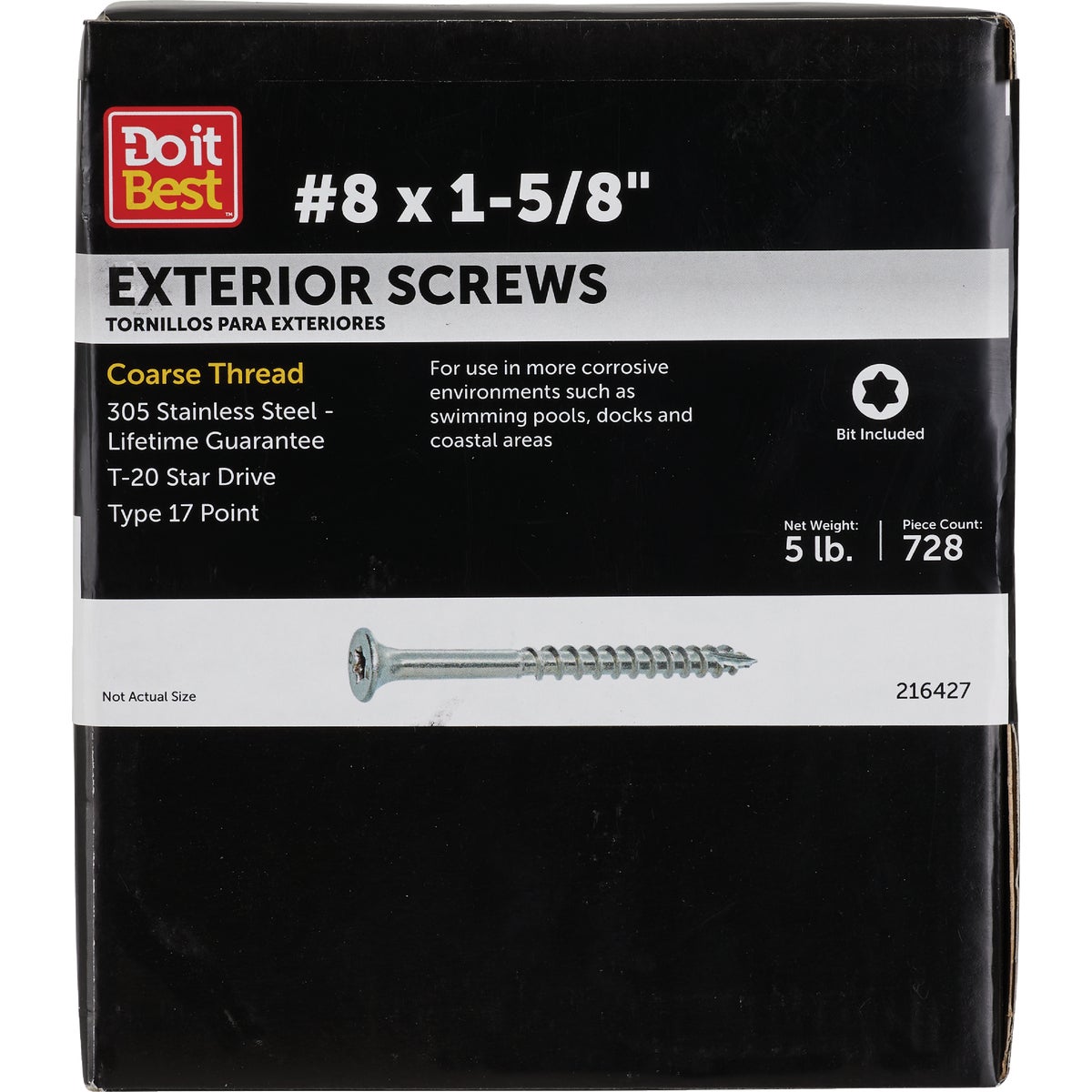 Do it Best PrimeGuard Max 1-5/8 In. T20 Star Drive Stainless Steel Deck Screw (5 Lb.)