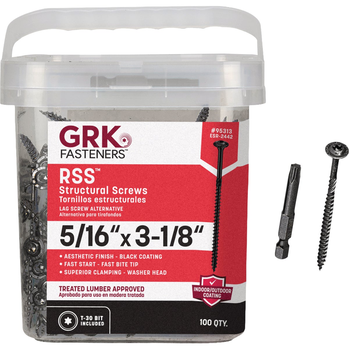 GRK RSS 5/16 In. x 3-1/8 In. Black Exterior Structural Screw (100-Count) Image 1