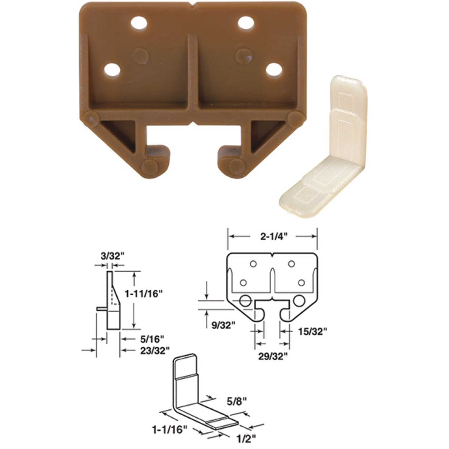 Prime-Line Polyethylene Brown Track Guide for 9/32 In. x 29/32 In. Track (2-Count) Image 1