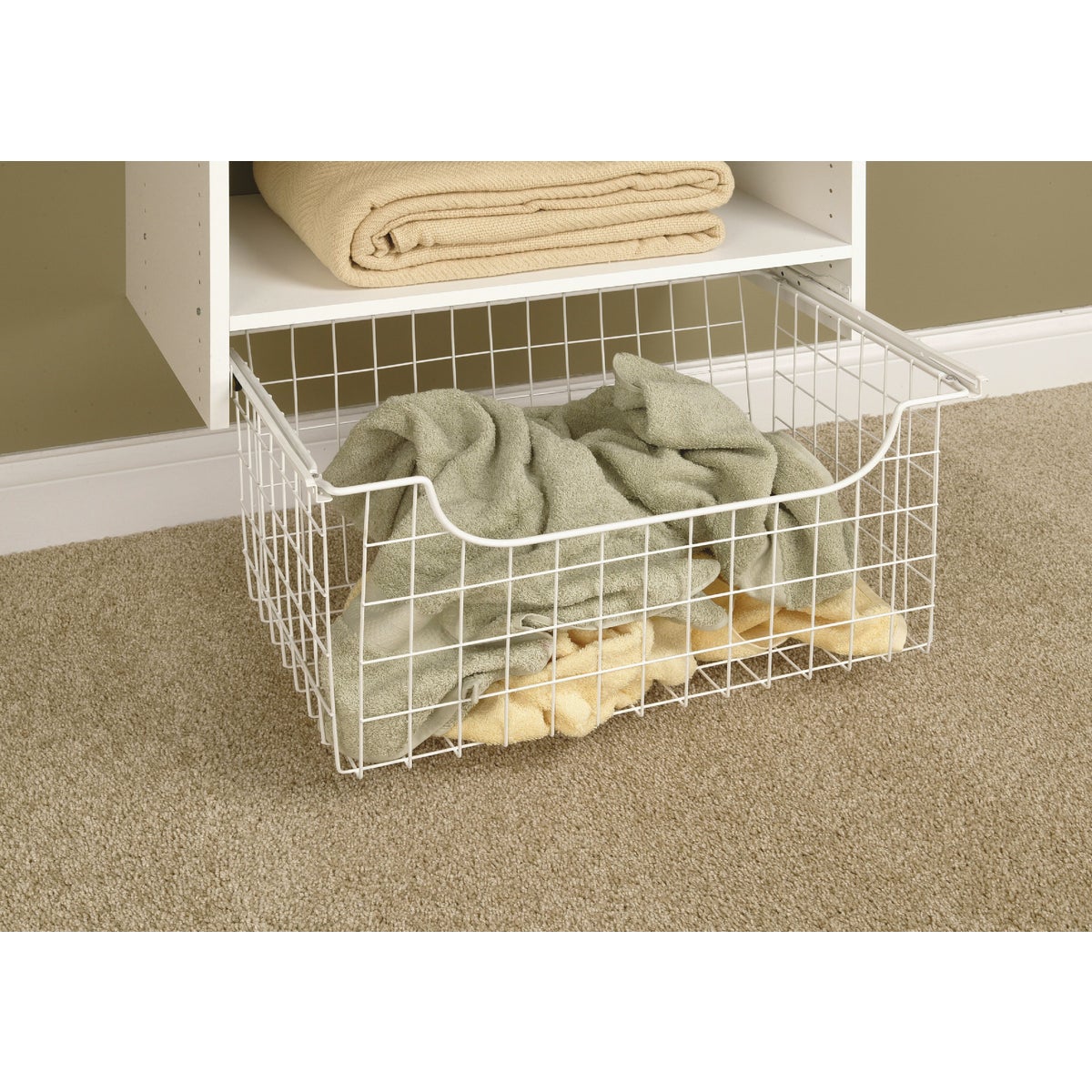 Easy Track 12 In. White Wire Sliding Basket Image 3
