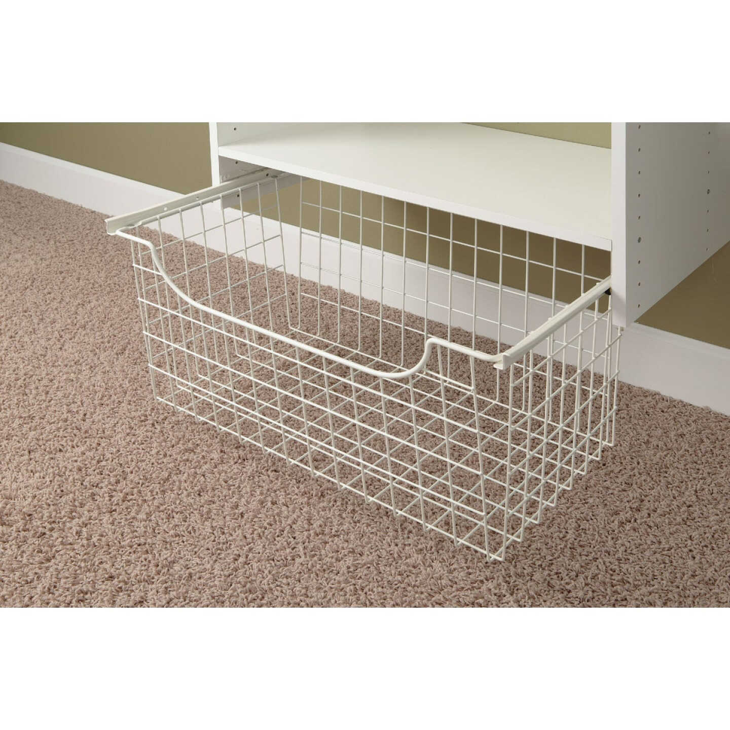 Easy Track 12 In. White Wire Sliding Basket Image 2