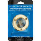 John Sterling Closet-Pro 1-3/8 In. Steel Closet Rod Socket, Brass (2-Pack) Image 2