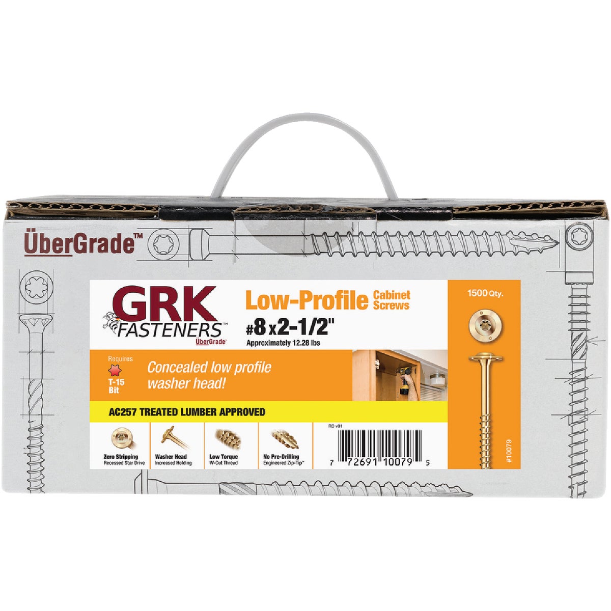 GRK #8 x 2-1/2 In. Star Drive Cabinet Screw (1500-Count) Image 1