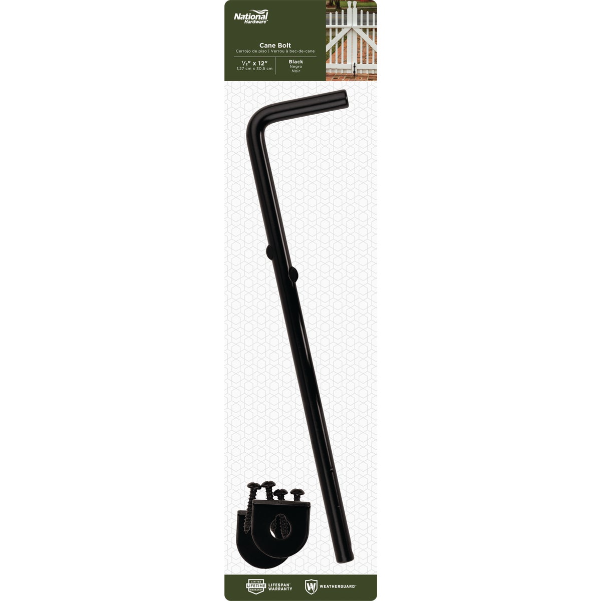 National Hardware 12 In. L. x 1/2 In. Dia. Black Steel Cane Bolt Image 2