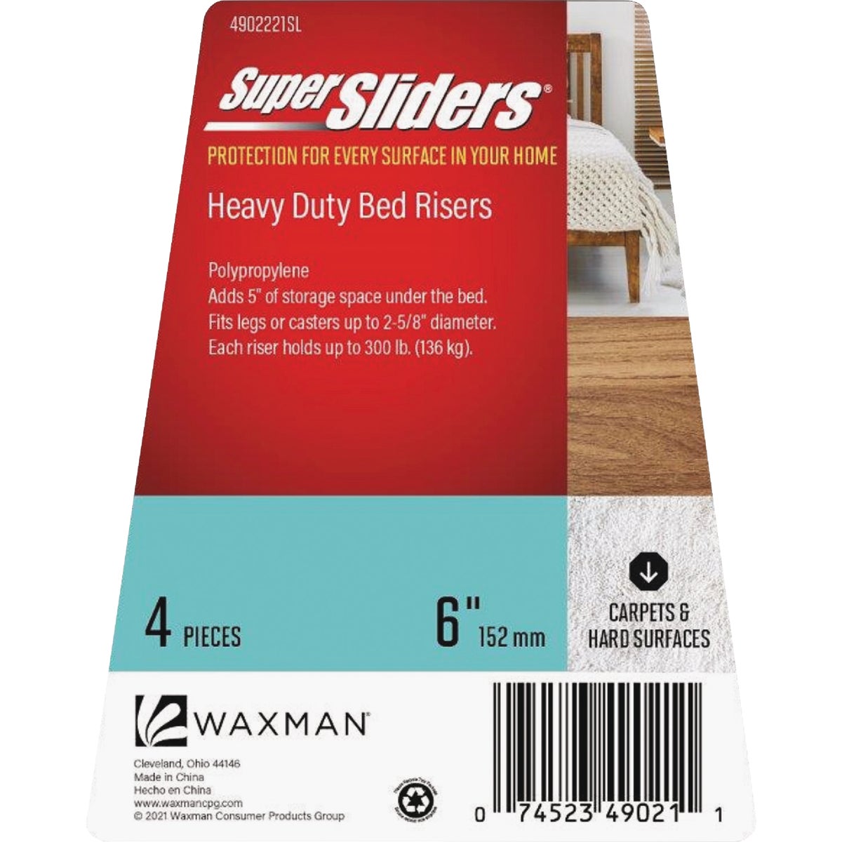 Super Sliders 6 In. Bed Risers (4-Pack) Image 2