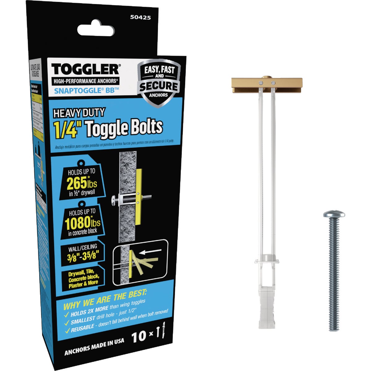 Toggler Snaptoggle 1/4 In.-24 x 2 In. Toggle Bolt (10-Count)
