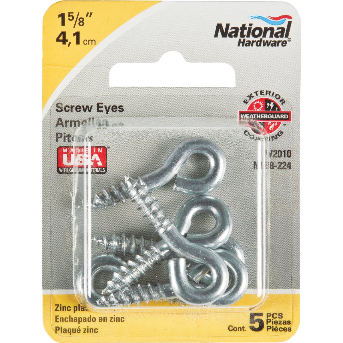 National Hardware #206 Zinc Small Screw Eye (5-Count) Image 2