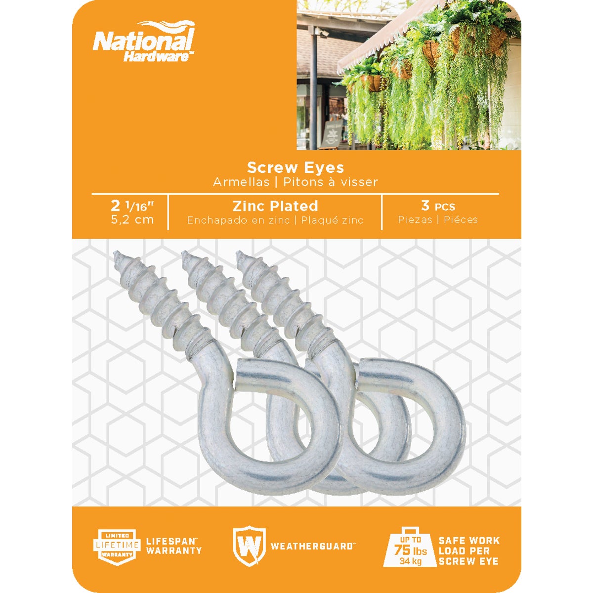 National Hardware #104 Zinc Medium Screw Eye (3-Count) Image 2