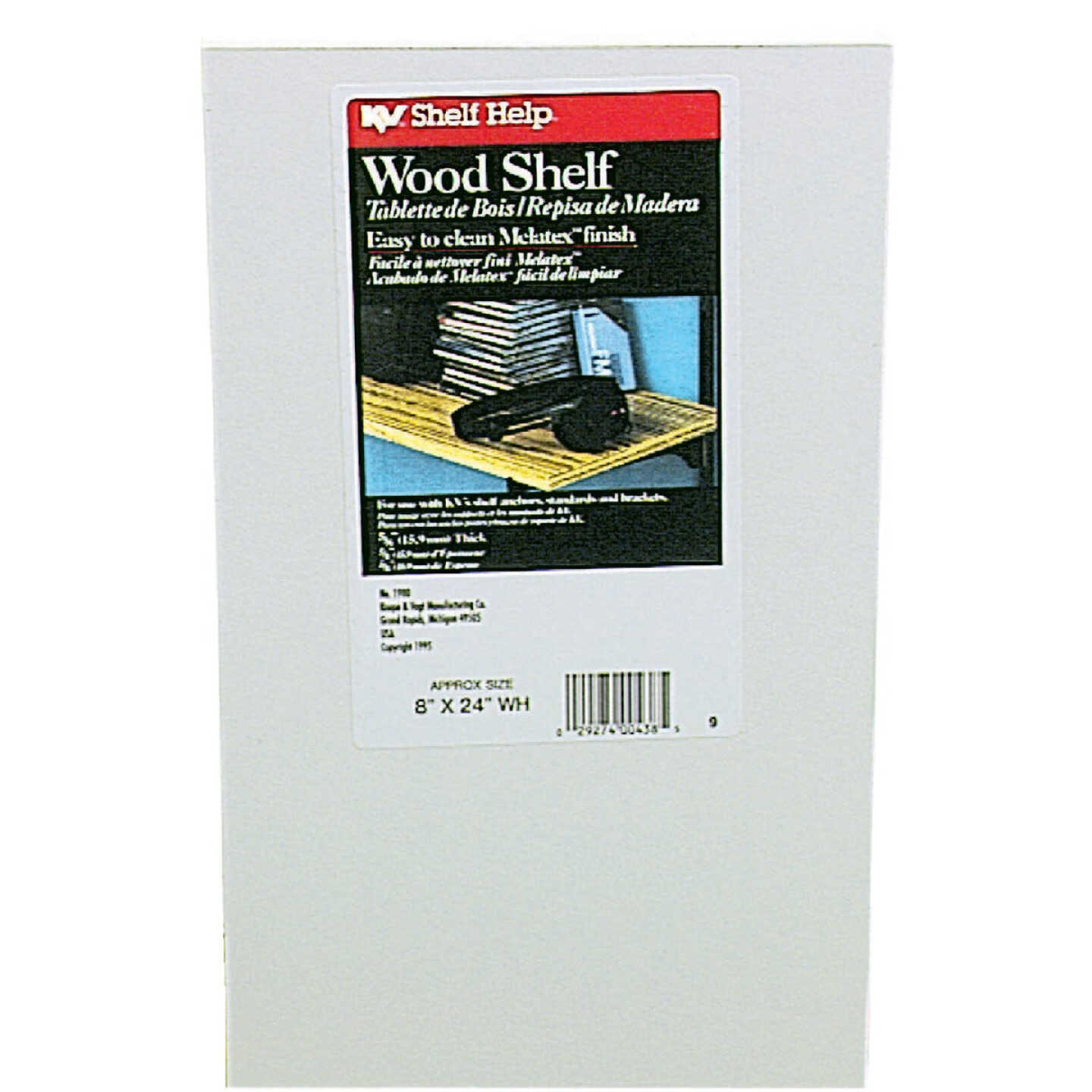 Knape & Vogt 8 In. x 24 In. White All-Purpose Shelf Image 1