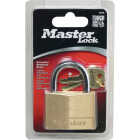 Master Lock 2 In. W. 5-Pin Tumbler Brass Keyed Different Padlock Image 2