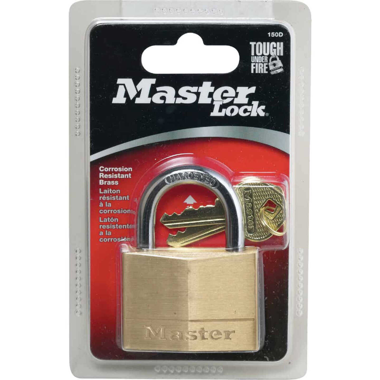 Master Lock 2 In. W. 5-Pin Tumbler Brass Keyed Different Padlock Image 2