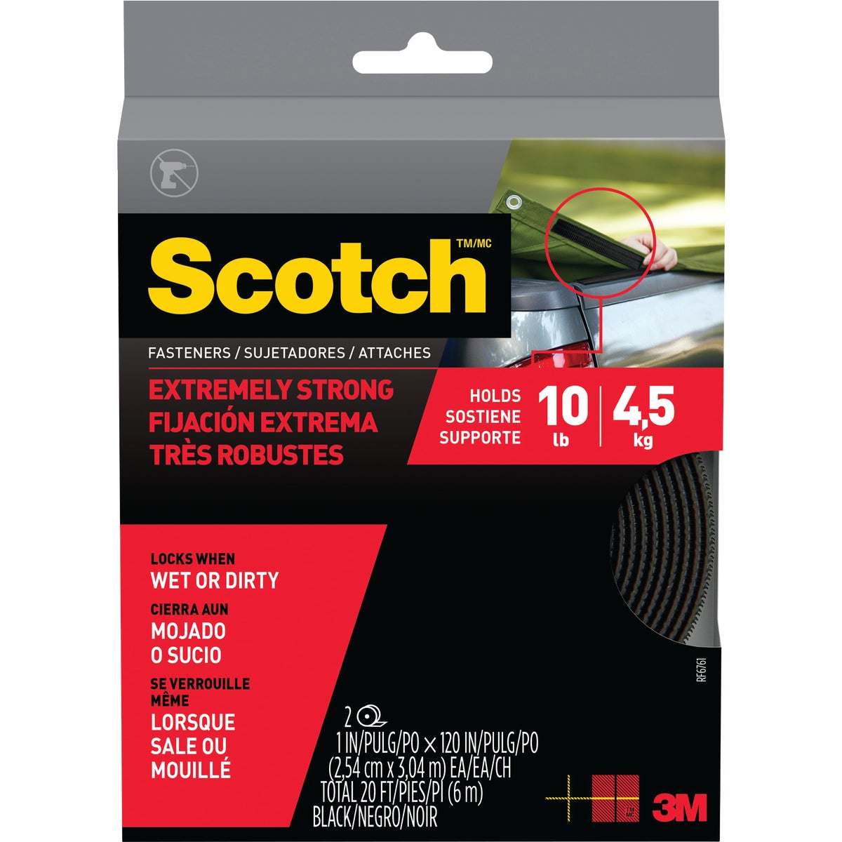 Scotch 1 In. x 10 Ft. Black Reclosable Fastener Roll