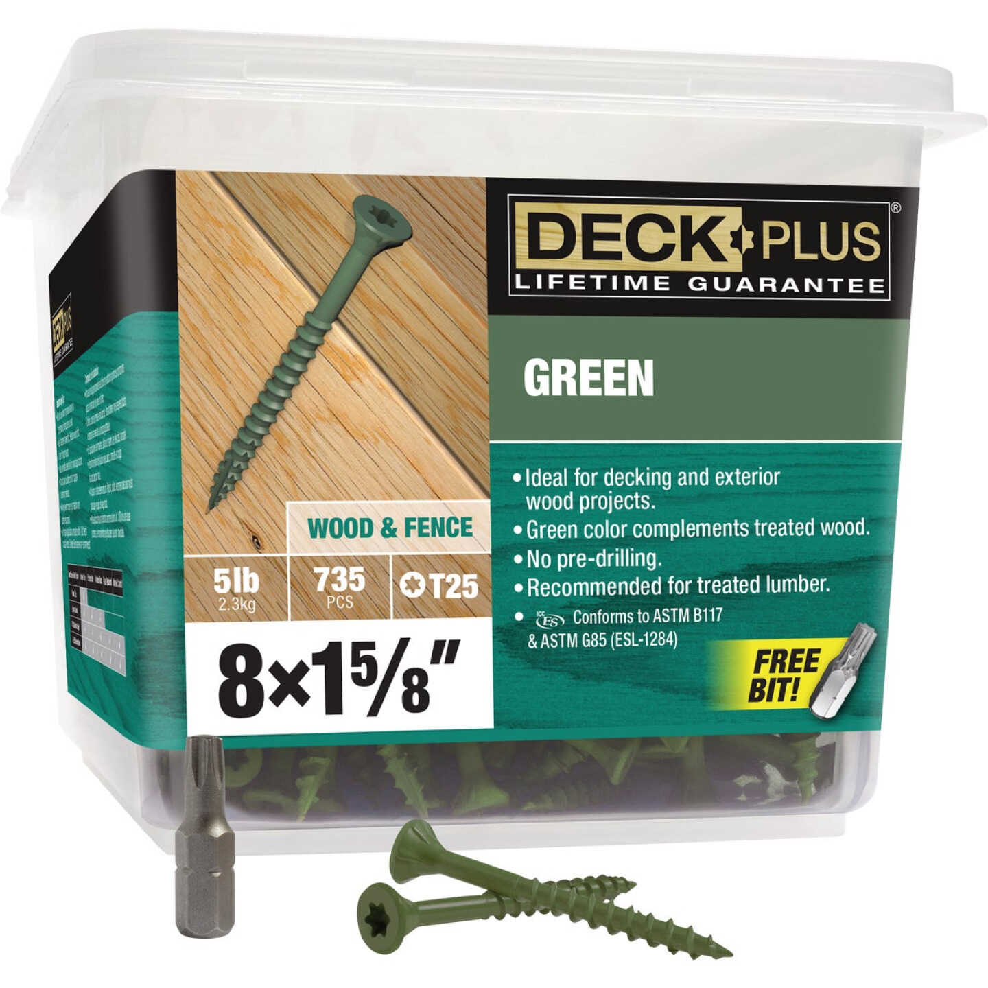 Hillman Deck Plus #8 x 1-5/8 In. Green Deck Screw (735-Count) Image 1
