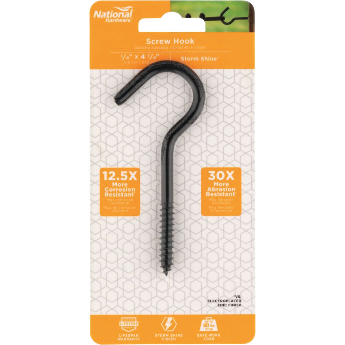 National Hardware 1/4 In. x 4-1/4 In. Storm Shine Screw Hook Image 2