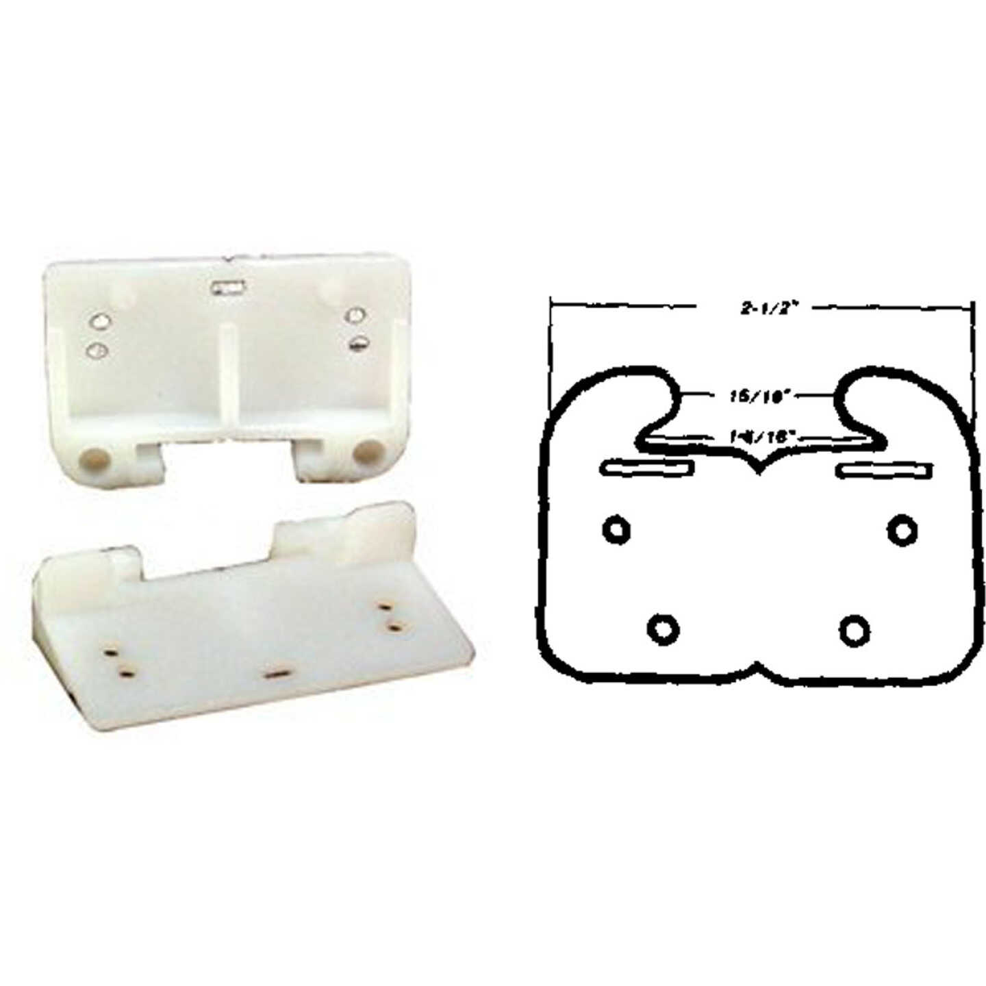 United States Hardware Rear Plastic White Track Guide for 1-5/16 In. Track (2-Pack) Image 1