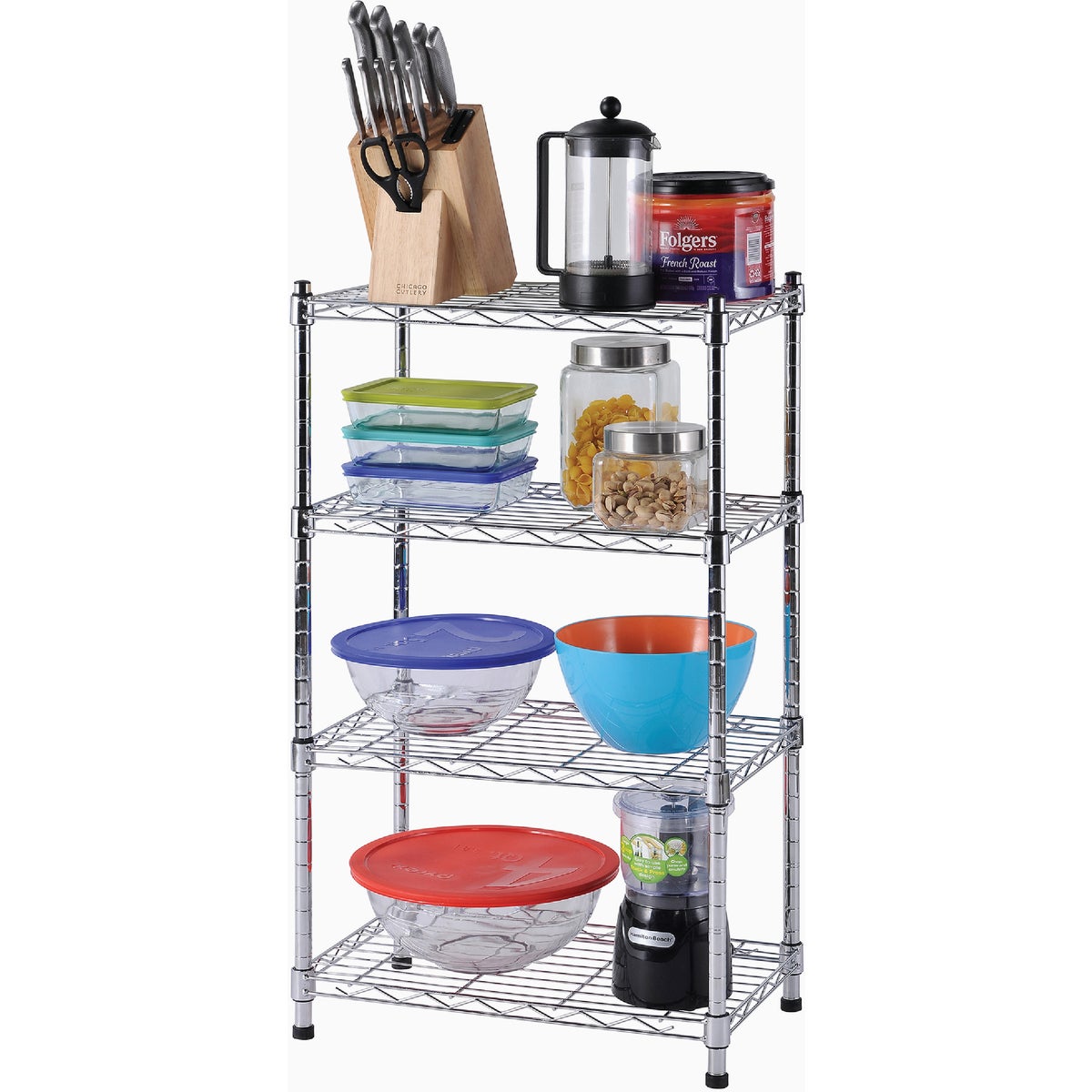 Muscle Rack 20 In. x 12 In. x 32 In. 4-Tier Chrome Wire Shelving Unit Image 2