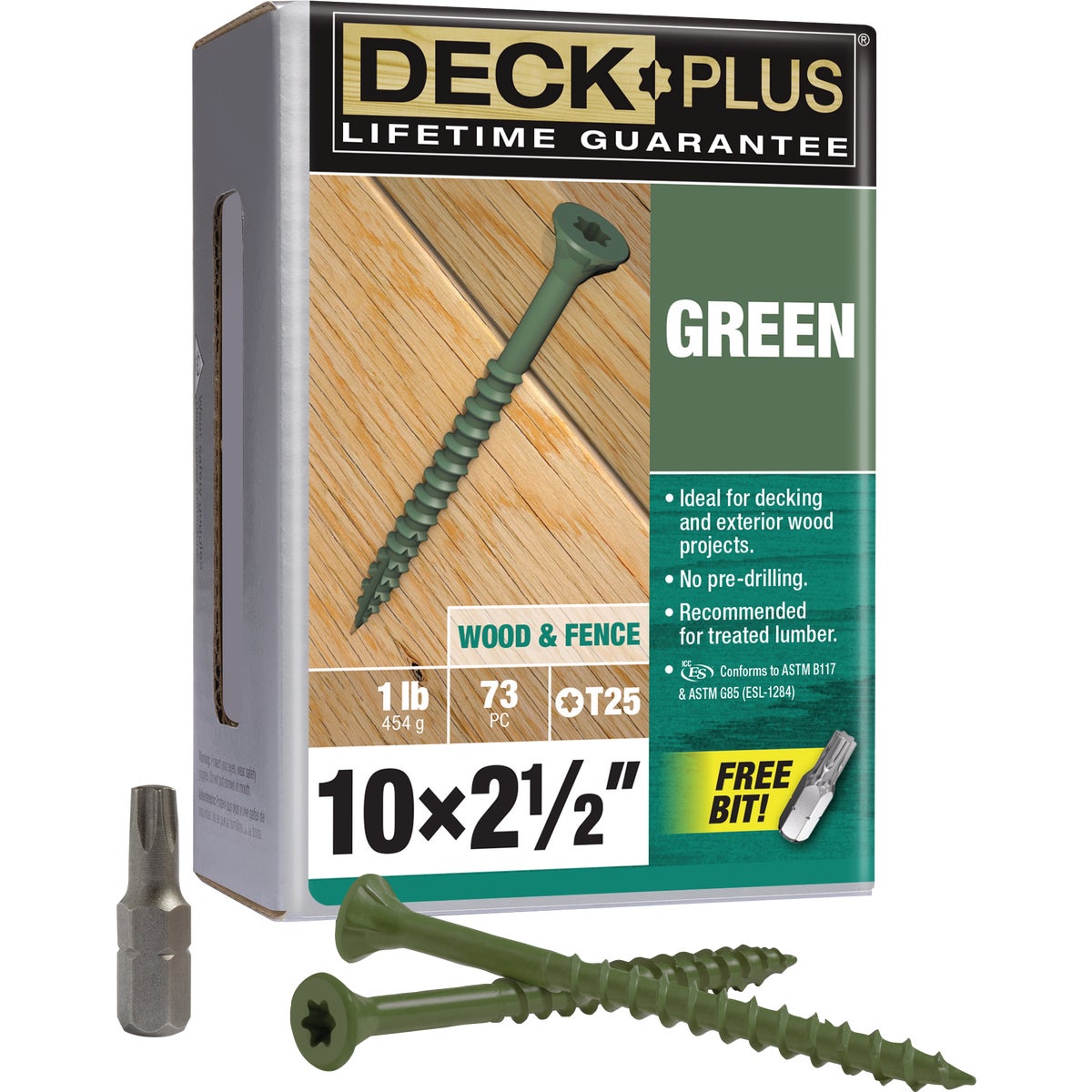 Hillman Deck Plus #10 x 2-1/2 In. Green Deck Screw (73-Count) Image 1