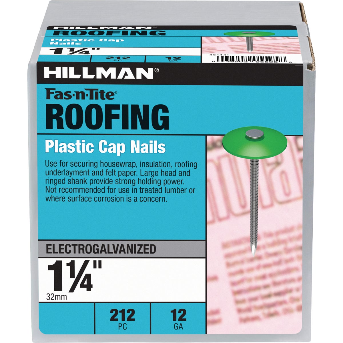 Hillman Fas-n-Tite 1-1/4 In. Electrogalvanized Plastic Cap Roofing Nails (212-Count)