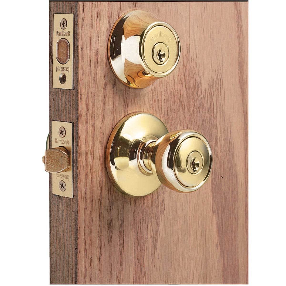 Kwikset Polished Brass Deadbolt and Door Knob Combo Image 2
