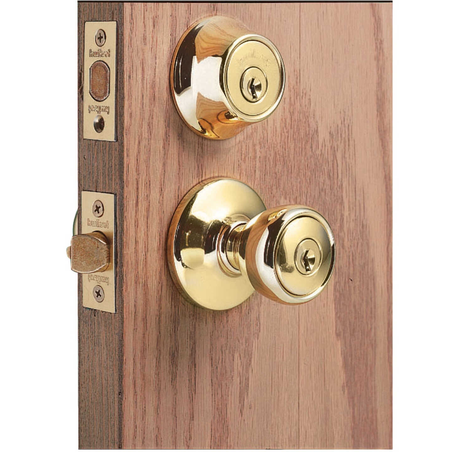 Kwikset Polished Brass Deadbolt and Door Knob Combo Image 2