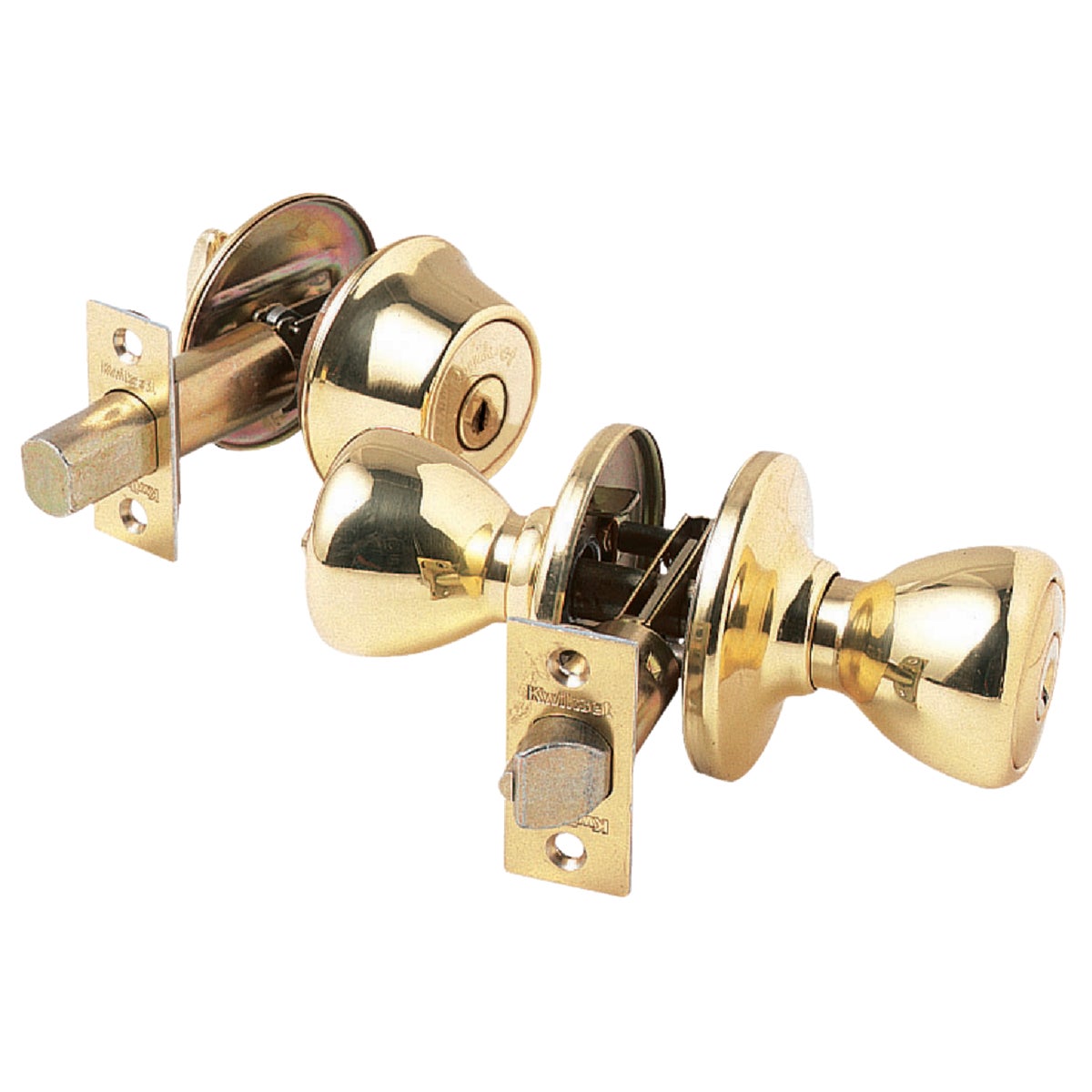 Kwikset Polished Brass Deadbolt and Door Knob Combo Image 3