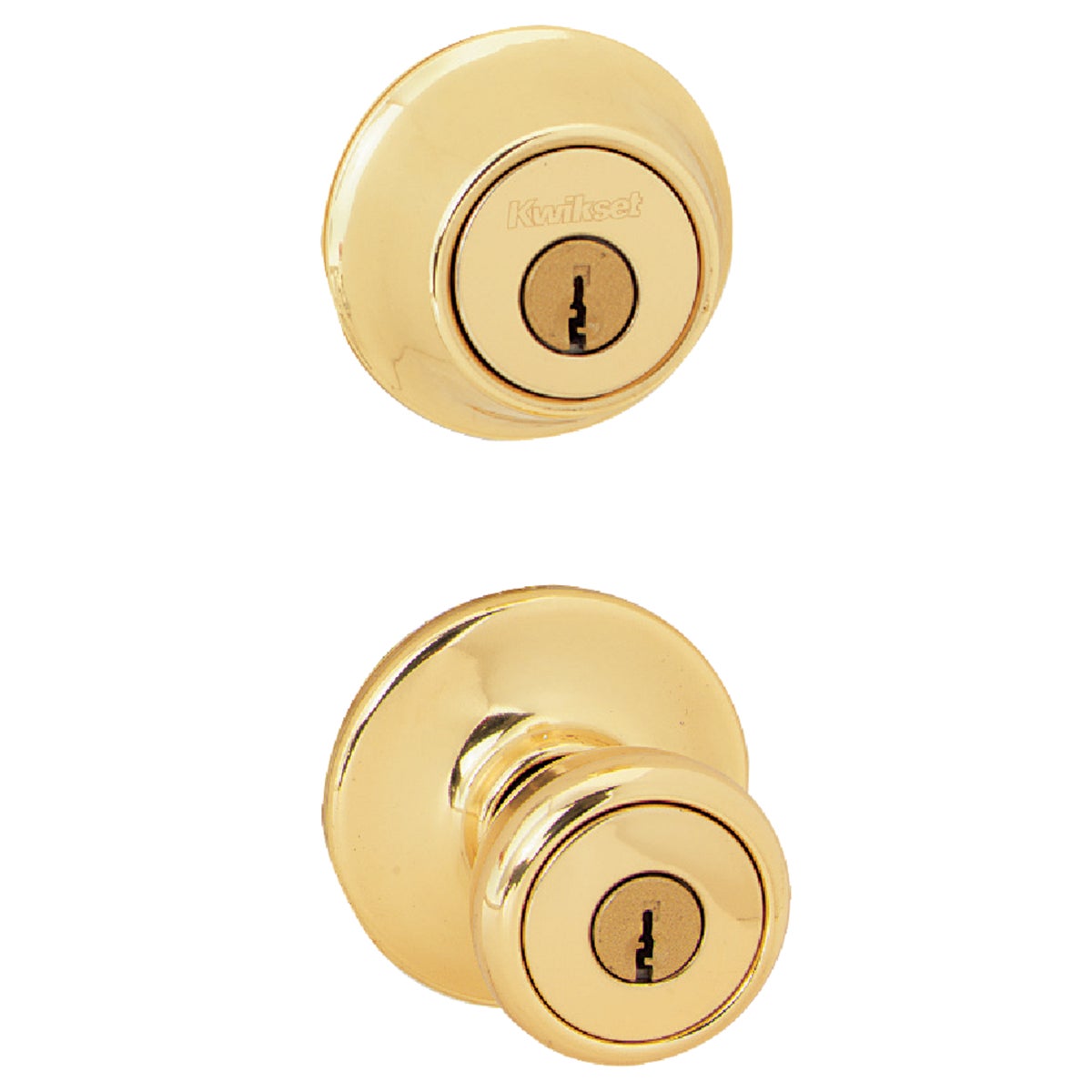 Kwikset Polished Brass Deadbolt and Door Knob Combo Image 4