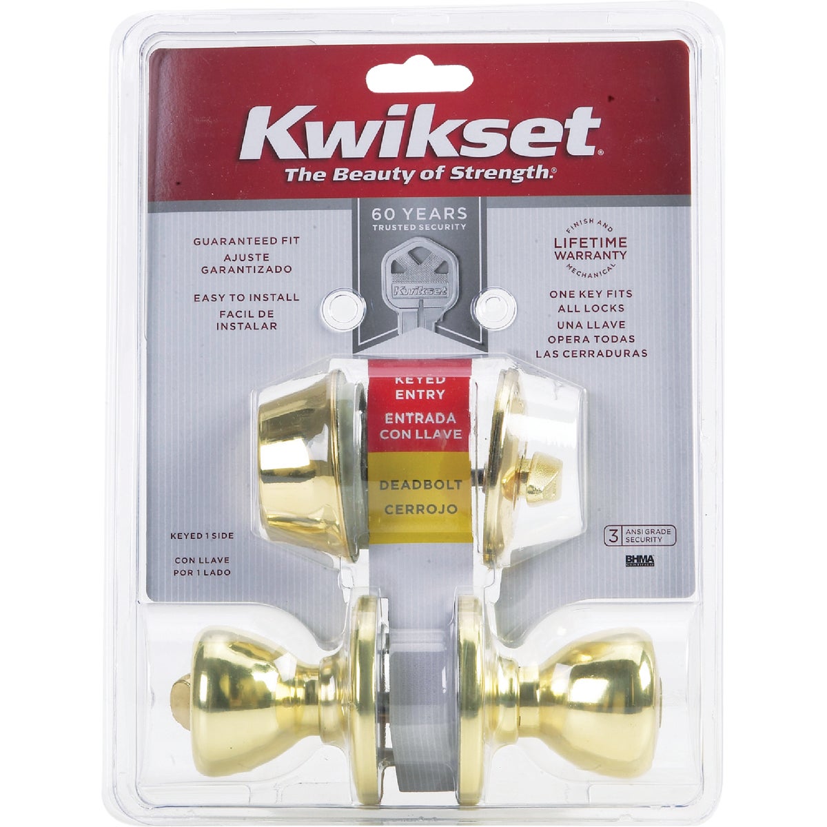 Kwikset Polished Brass Deadbolt and Door Knob Combo Image 5