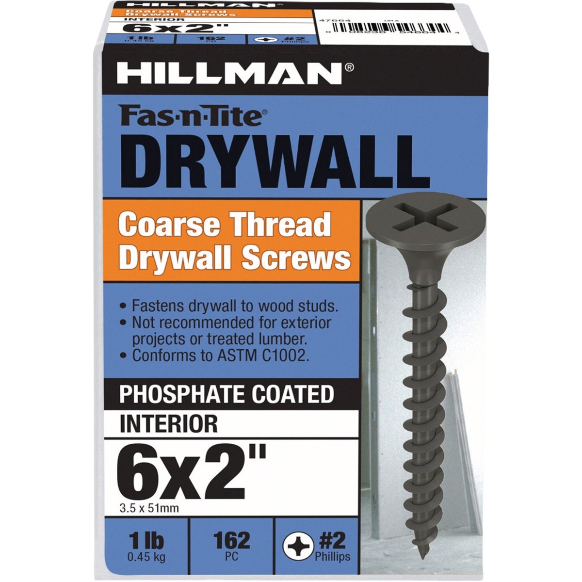 Hillman Fas-N-Tite #6 x 2 In. Phillips Coarse Thread Drywall Screw (162-Count)