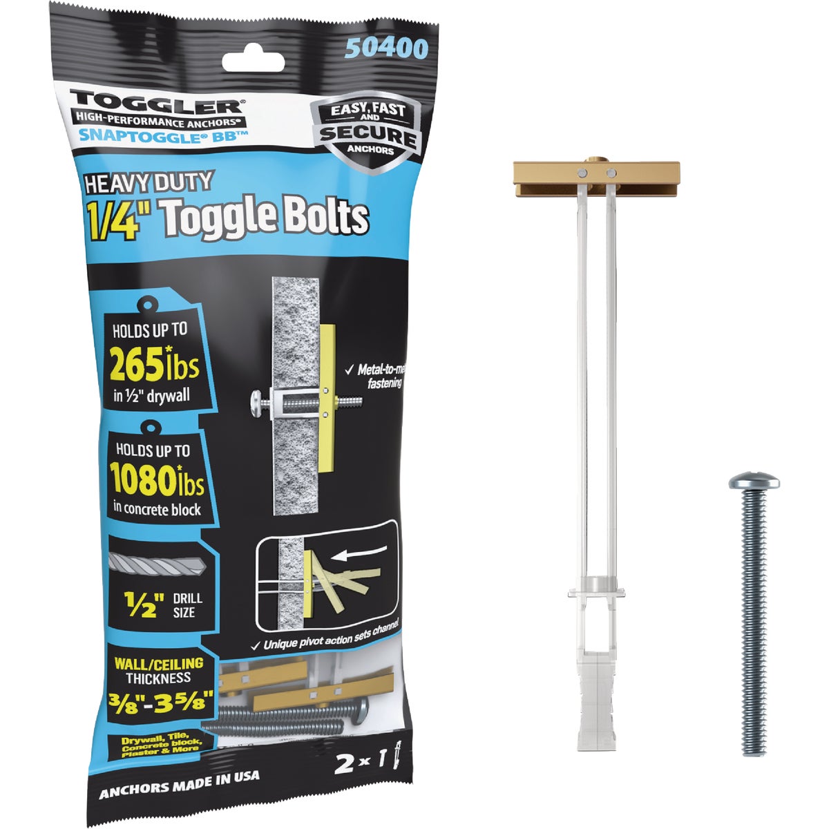 Toggler Snaptoggle 1/4 In.-24 x 2 In. Toggle Bolt (2-Count)