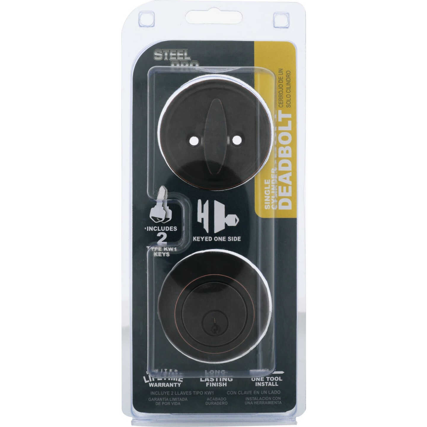 Steel Pro Oil Rubbed Bronze Single Cylinder Deadbolt Image 2