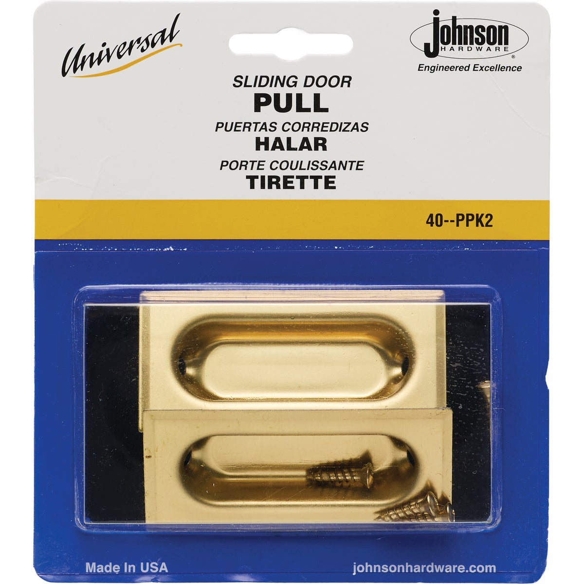 Johnson Hardware 3 In. Rectangular Brass Flush Pocket Door Pull (2-Count) Image 2