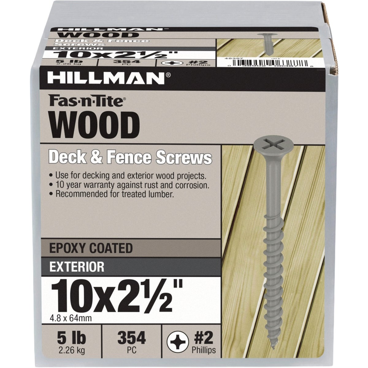 Hillman Fas-N-Tite #10 x 2-1/2 In. Exterior Coated Wood Screw (354-Count)