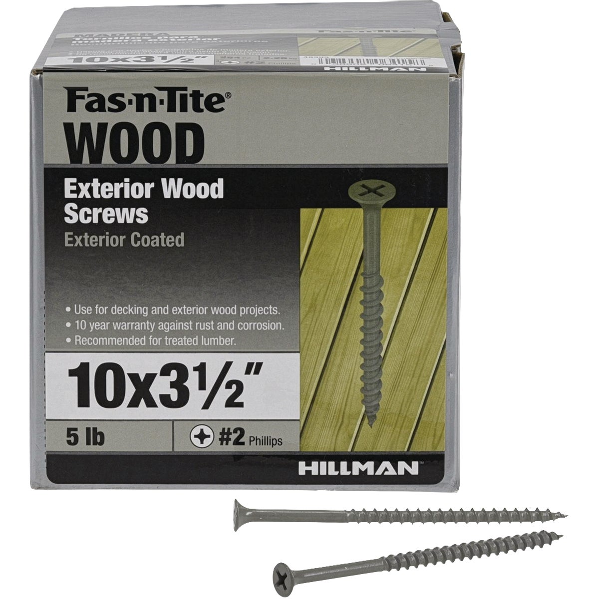 Hillman Fas-N-Tite #10 x 3-1/2 In. Exterior Coated Wood Screw (256-Count)