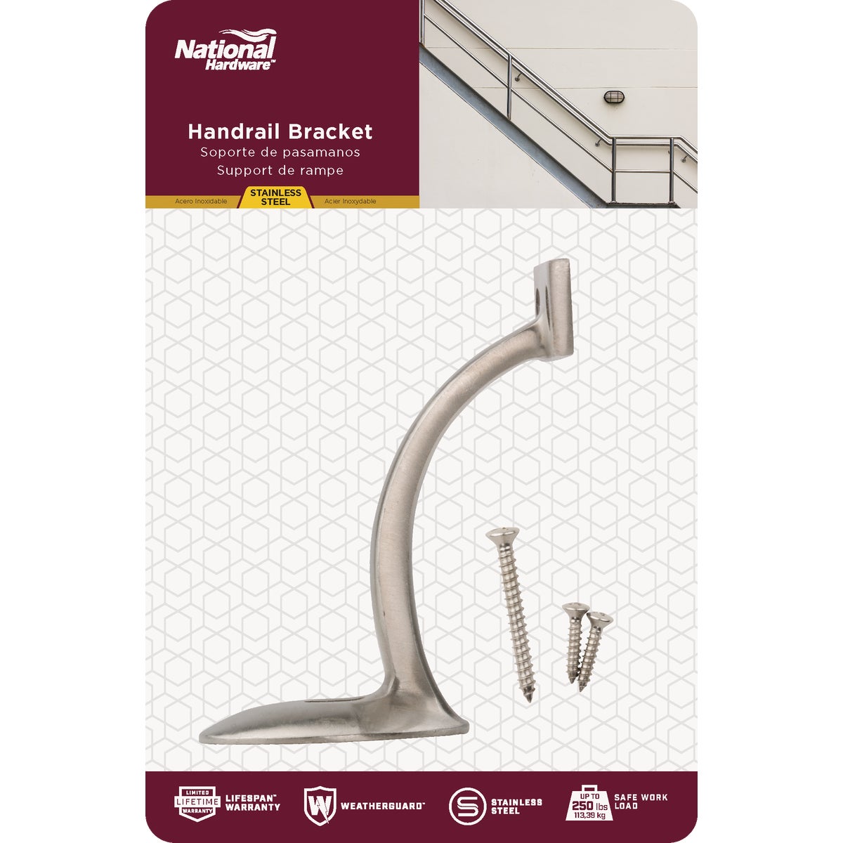 National Hardware Stainless Steel Handrail Bracket Image 2
