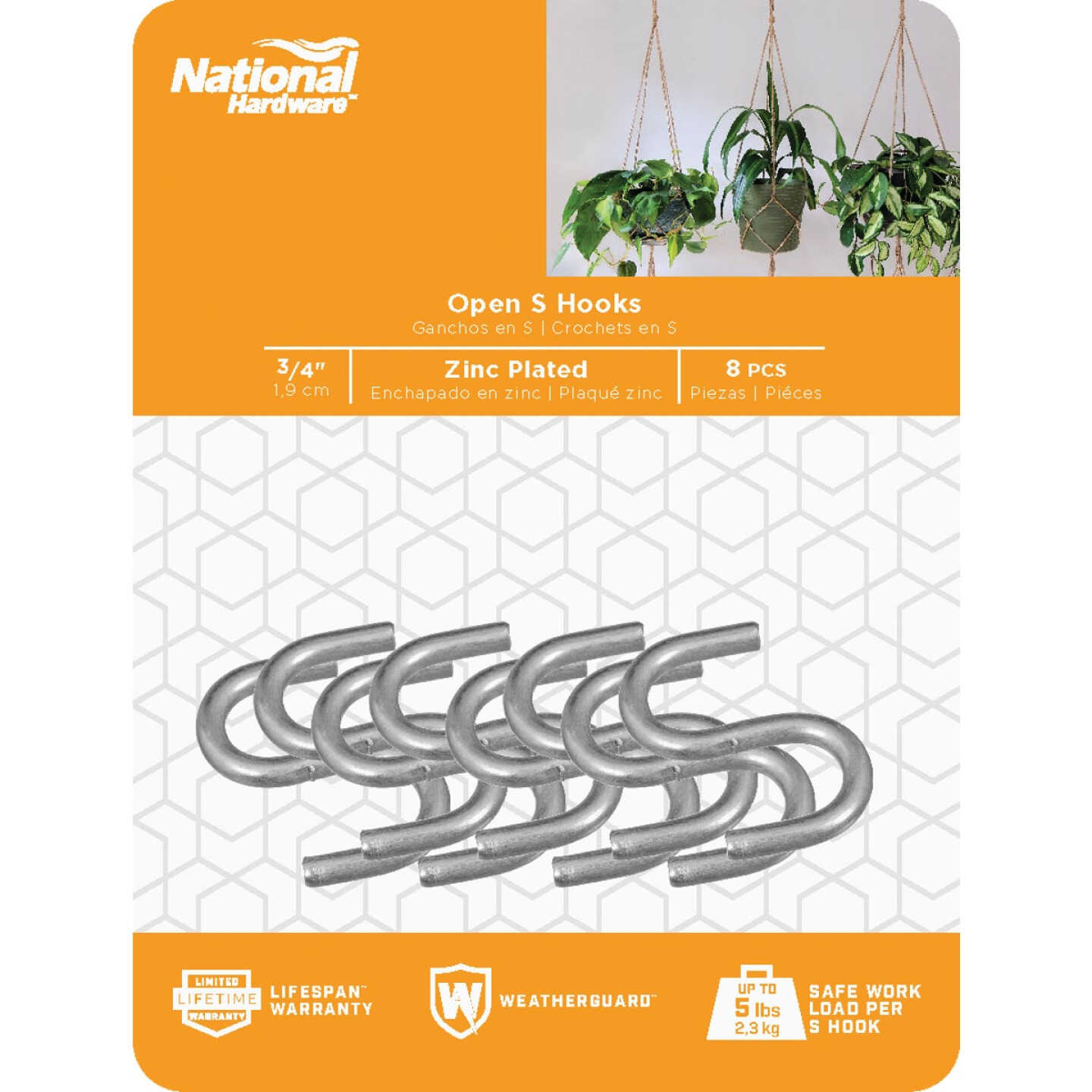 National Hardware 3/4 In. Zinc Heavy Open S Hook (8-Count) Image 2
