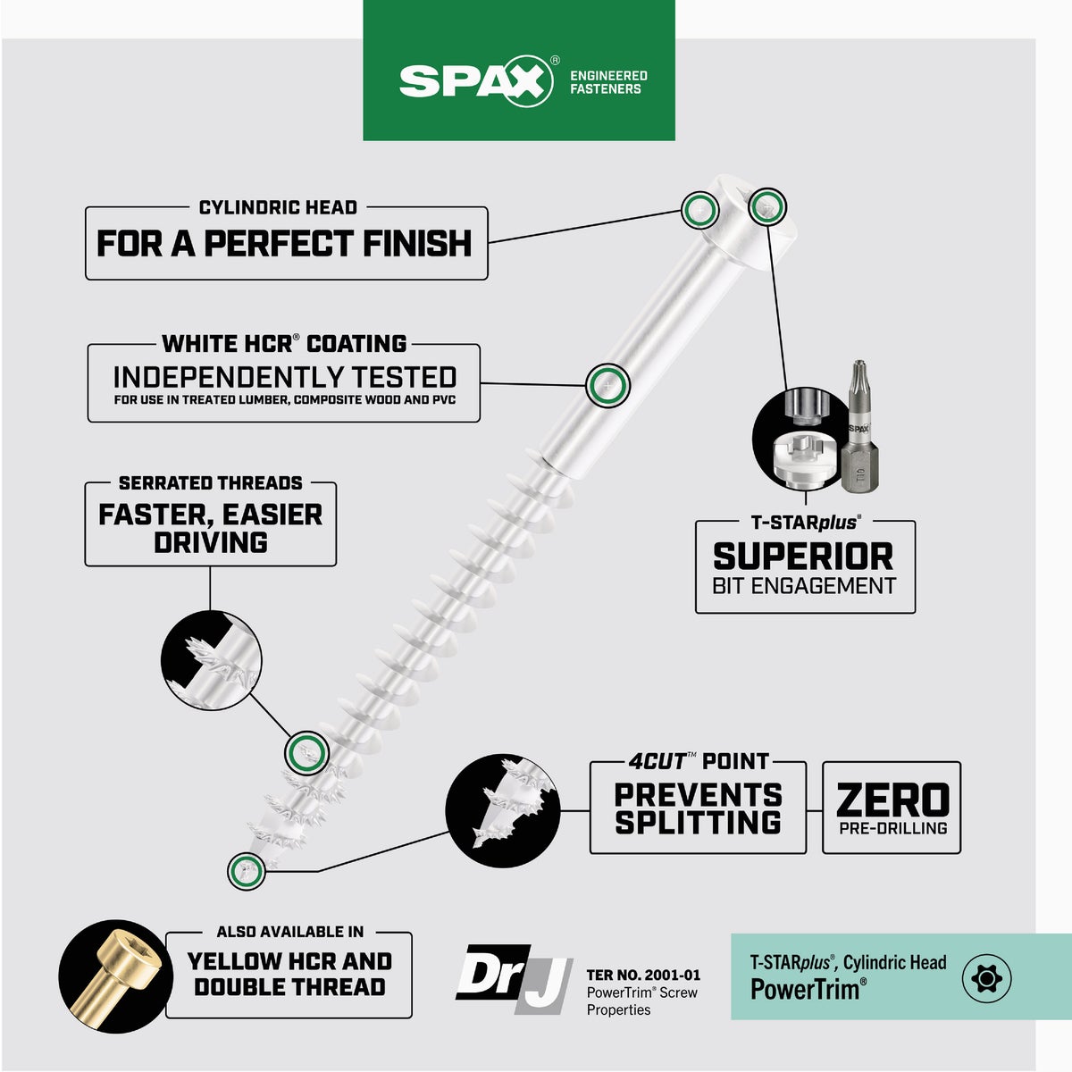 SPAX PowerTrim #8 x 2 In. T10 Plus Cylindric Head HCR (Exterior Rated) White Trim Screw (100-Count) Image 2
