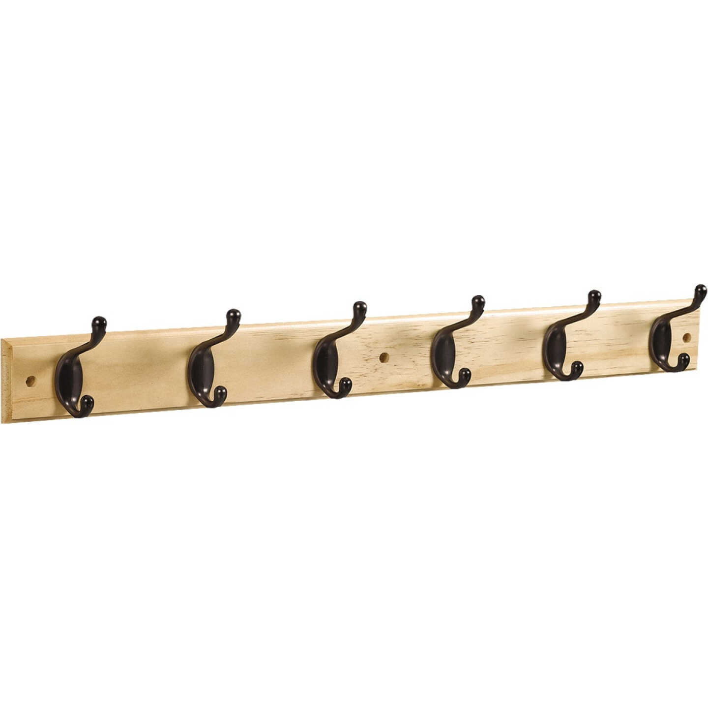 National Hardware 27 In. 6-Hook Oil Rubbed Bronze/Natural Hook Rail Image 1