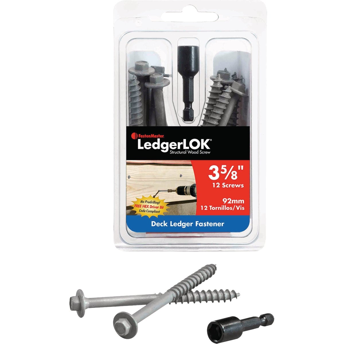 FastenMaster LedgerLok 0.305 In. x 3-5/8 In. Coarse Steel Flat-Head Ledger Board Fasteners (12-Count) Image 1
