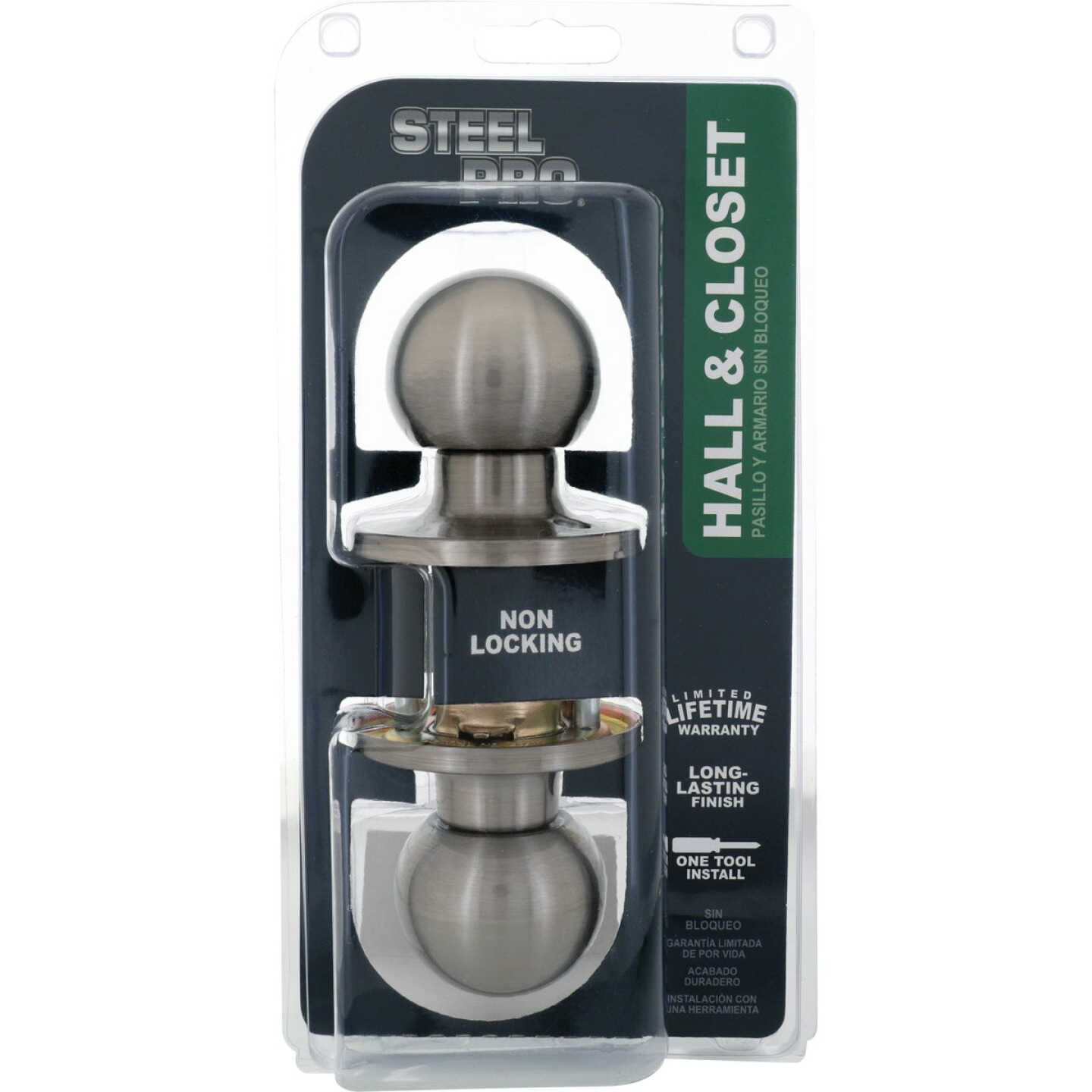 Steel Pro Brushed Nickel Hall & Closet Door Knob Image 2