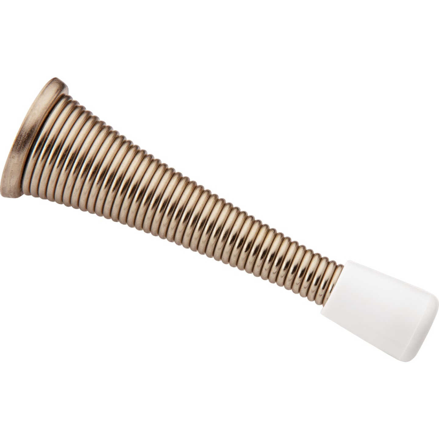 National Hardware 3 In. Satin Nickel Spring Door Stop Image 1