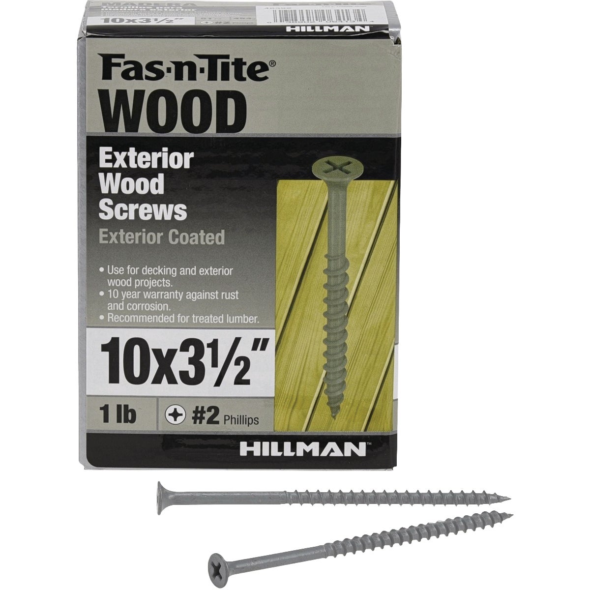 Hillman Fas-N-Tite #10 x 3-1/2 In. Exterior Coated Wood Screw (51-Count)