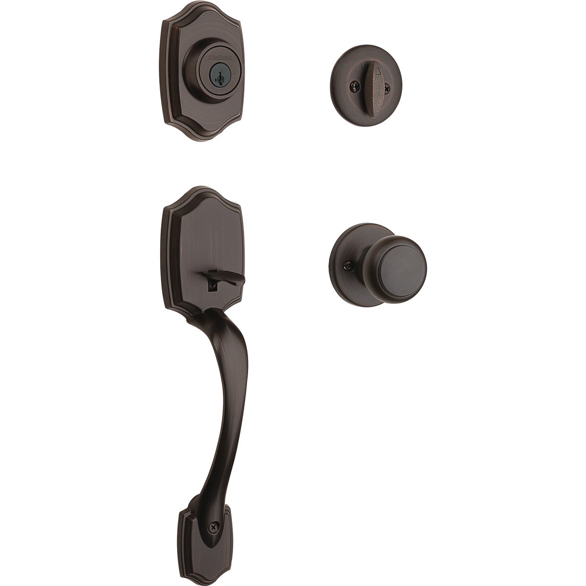 Kwikset SmartKey Venetian Bronze Belleview Entry Door Handleset with Cove Knob