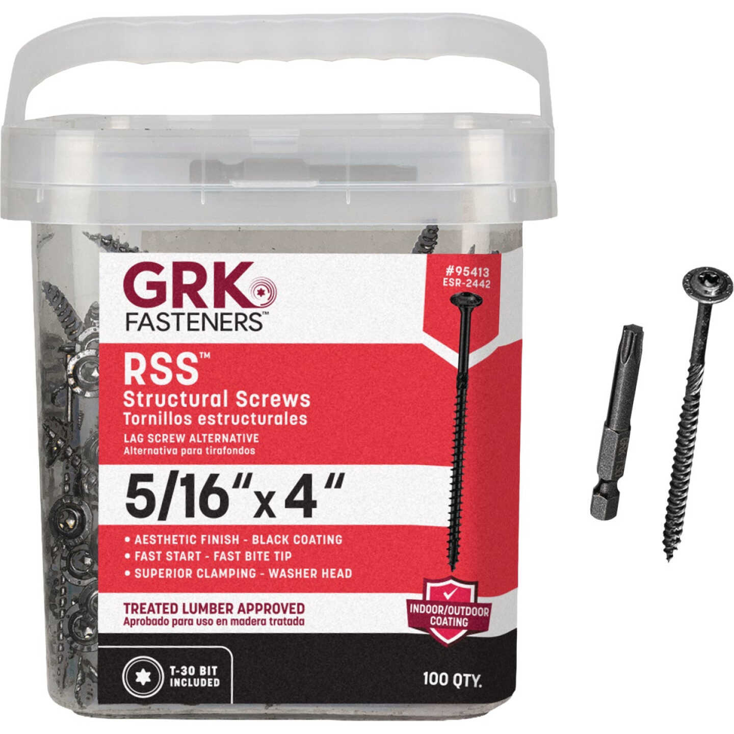 GRK RSS 5/16 In. x 4 In. Black Exterior Structural Screw (100-Count) Image 1