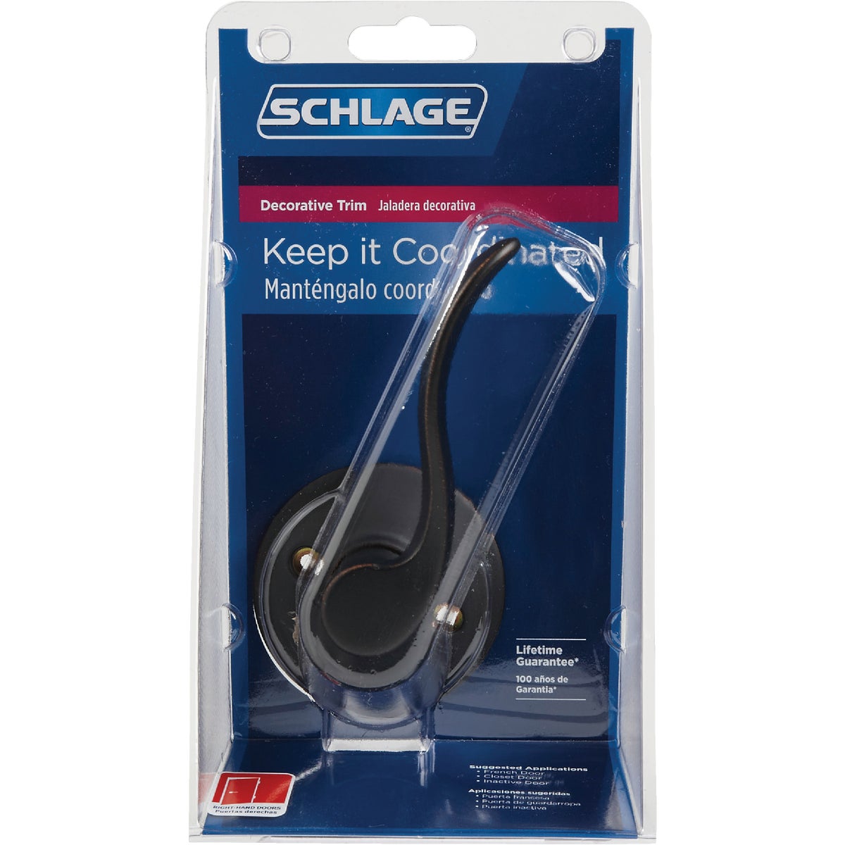 Schlage Accent Right-Handed Aged Bronze Dummy Door Lever Image 2