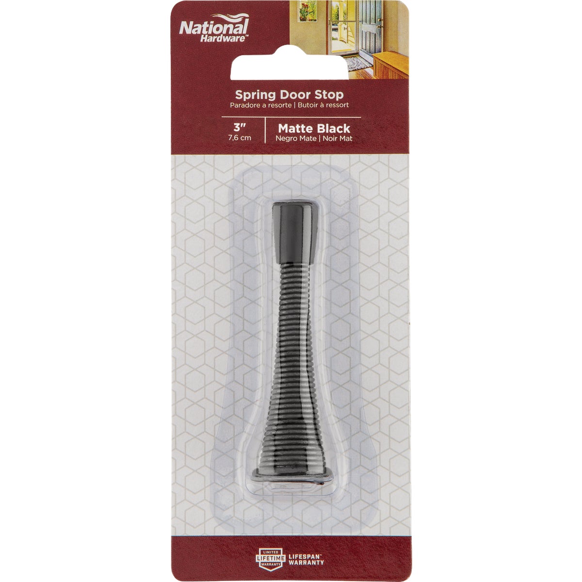 National Hardware 3 In. Matte Black Spring Door Stop Image 2
