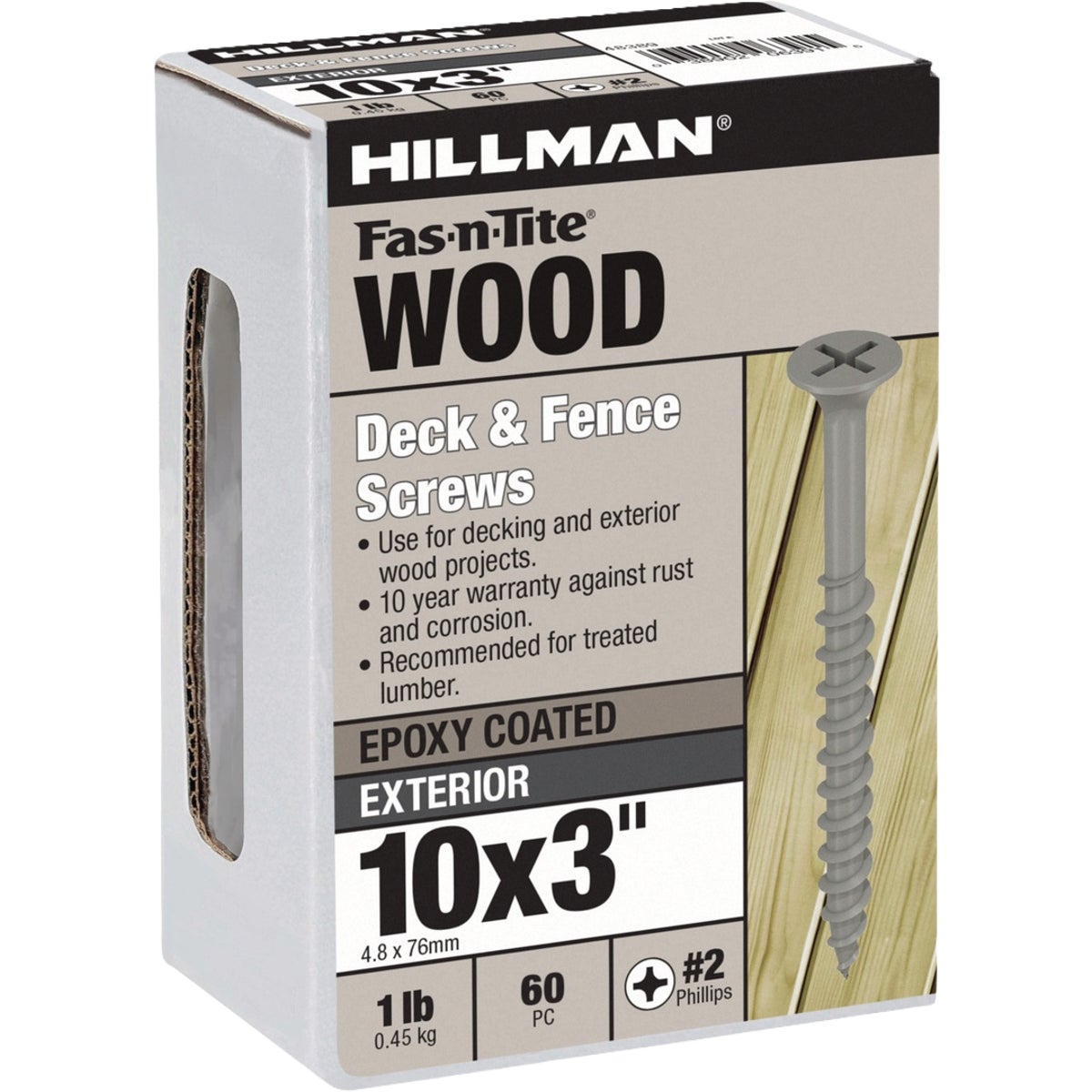 Hillman Fas-N-Tite #10 x 3 In. Exterior Coated Wood Screw (60-Count)