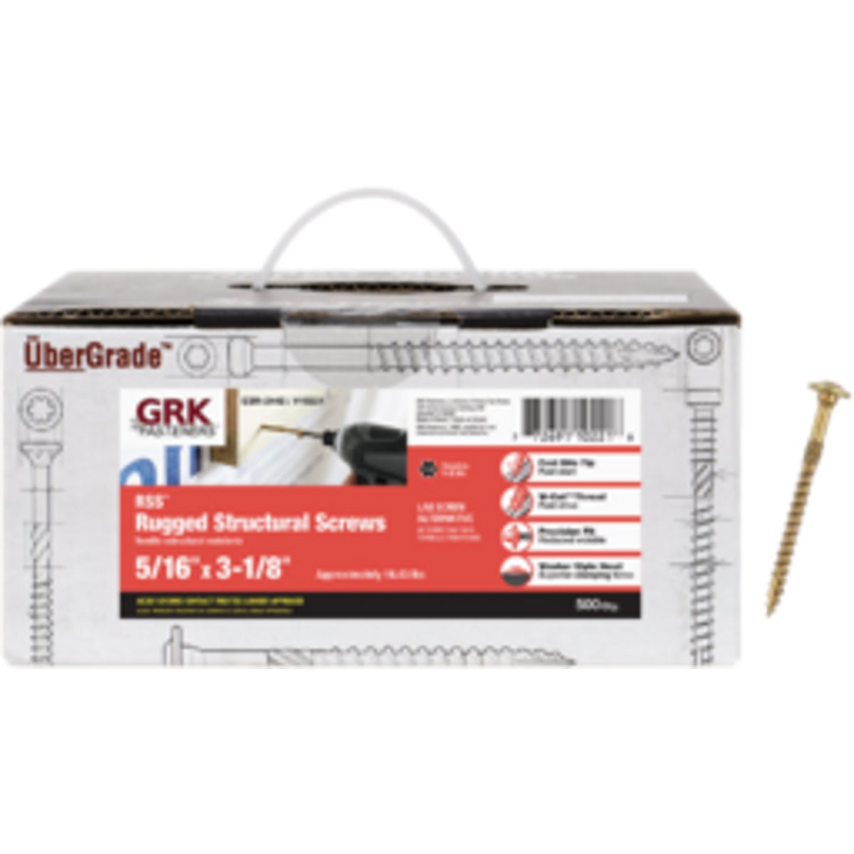 GRK RSS Rugged 5/16 In. x 3-1/8 In. Star Drive Washer-Head Structure Screw (500-Count) Image 1