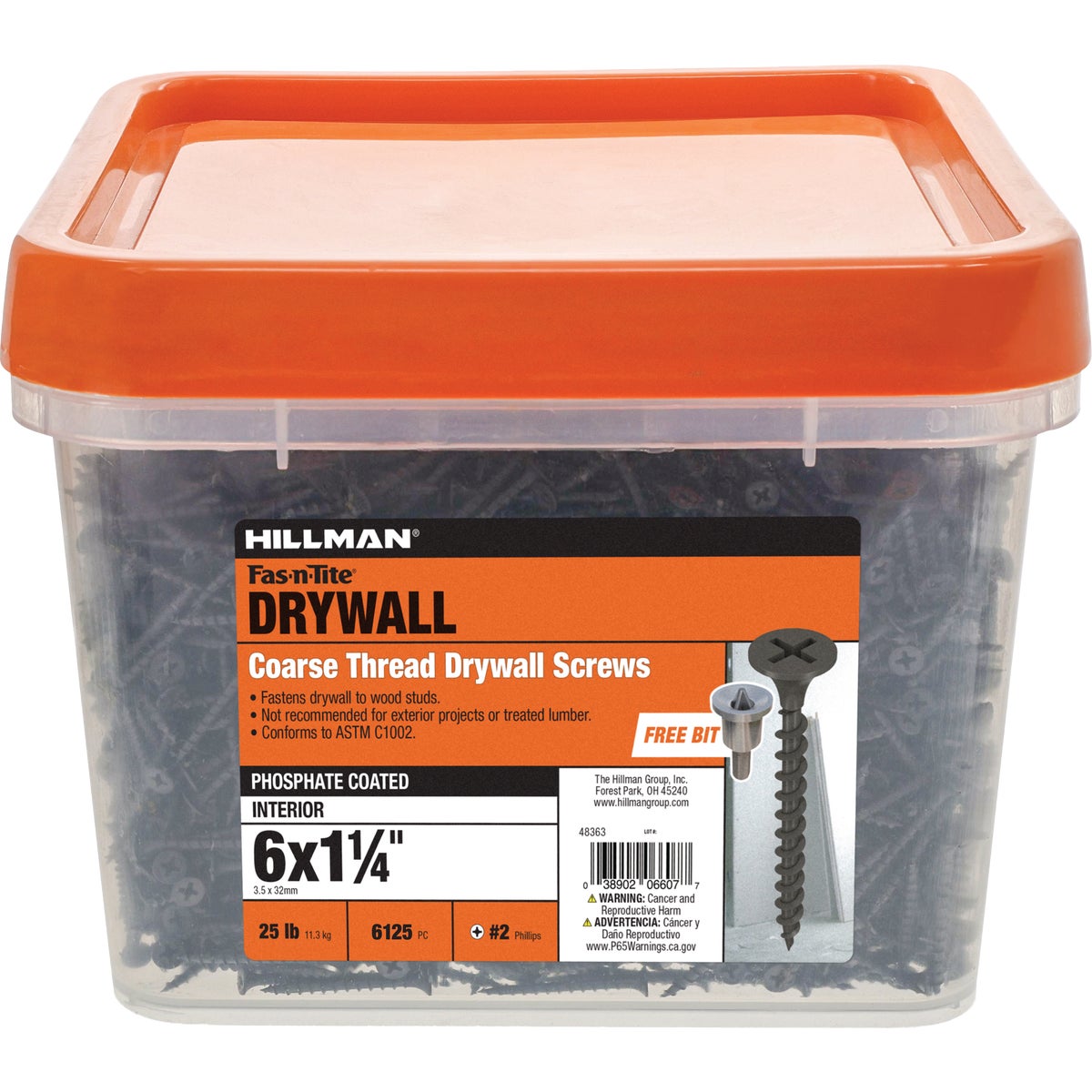 Hillman Fas-N-Tite #6 x 1-1/4 In. Phillips Coarse Thread Drywall Screw (6125-Count)